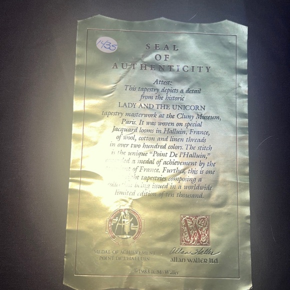 Vintage Lady and unicorn tapestry bunny - Picture 3 of 3